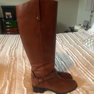 All leather high riding boots